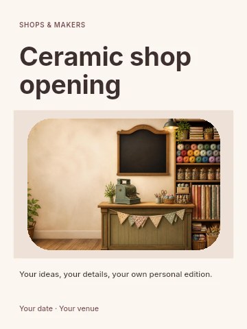 Ceramic shop opening invitation template