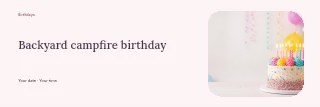 Backyard campfire birthday banner template · Horizontal photo dialogue