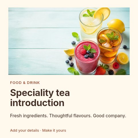 Speciality tea introduction social media post template
