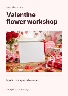Valentine flower workshop flyer template · Title & photograph