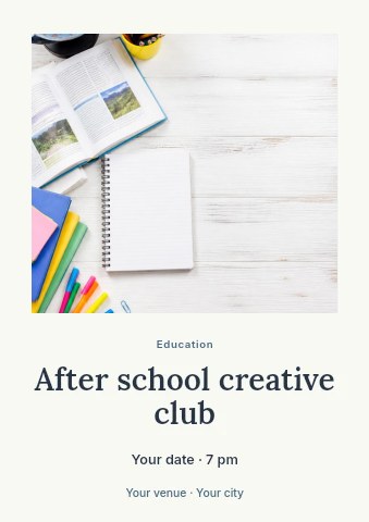 After school creative club flyer template