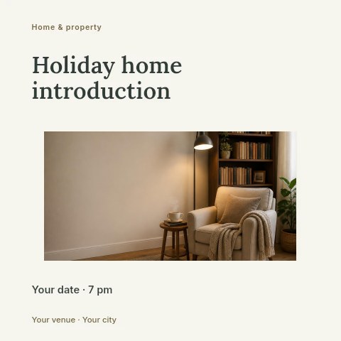 Holiday home introduction social media post template
