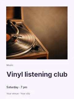 Vintage turntable playing vinyl record in Vinyl listening club · Gallery editorial