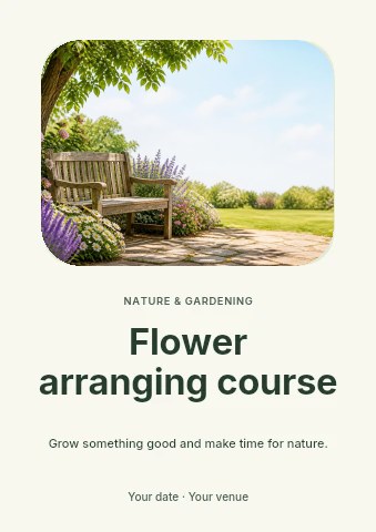 Flower arranging course flyer template