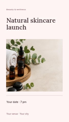 Spa essentials with essential oils and hot stones in Natural skincare launch instagram story template