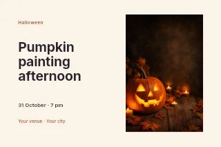 Pumpkin painting afternoon postcard template · Horizontal photo dialogue