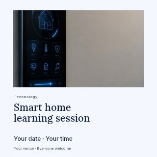 Modern smart home control panel in Smart home learning session social media post · Gallery editorial