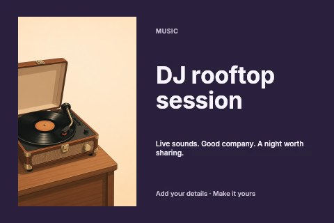DJ rooftop session postcard template