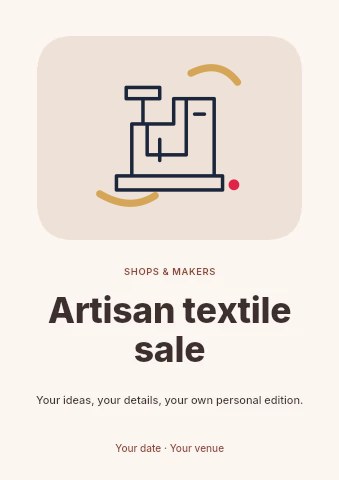 Maker sewing machine · Duotone in Artisan textile sale flyer template