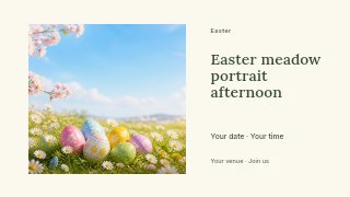 Easter meadow portrait afternoon presentation cover template · Horizontal photo dialogue