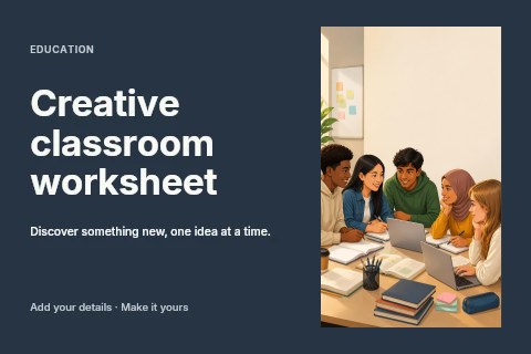 Creative classroom worksheet postcard template