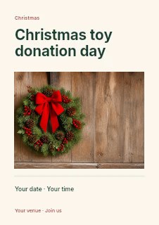 Christmas toy donation day flyer template · Title & photograph