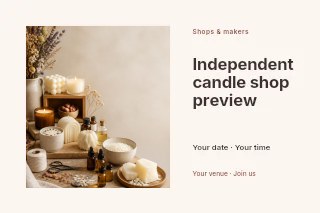 Independent candle shop preview postcard · Horizontal photo dialogue