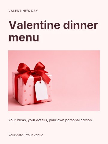 Valentine dinner menu invitation template