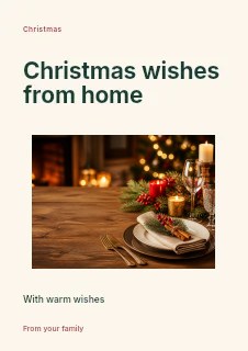 Cozy Christmas table setting with candles in Christmas wishes from home · Modern programme