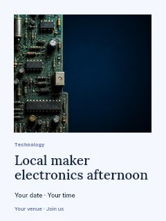 Local maker electronics afternoon poster template · Gallery editorial