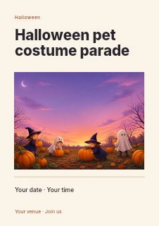 Halloween pet costume parade flyer template · Title & photograph