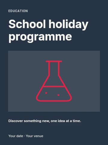 Chemistry flask · Outline in School holiday programme invitation template