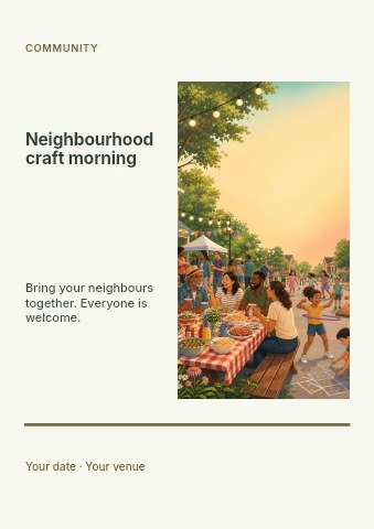 Neighbourhood craft morning flyer template
