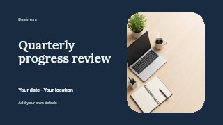 Minimalist workspace with laptop and notebook in Quarterly progress review · Horizontal photo dialogue