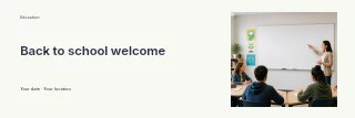 Back to school welcome banner template · Horizontal photo dialogue