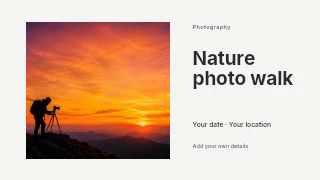 Photographer capturing mountain sunset silhouette in Nature photo walk · Horizontal photo dialogue
