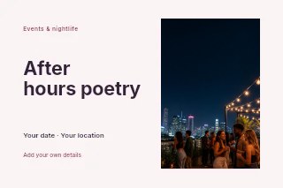 After hours poetry postcard template · Horizontal photo dialogue
