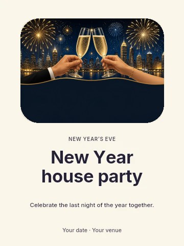 New Year house party invitation template