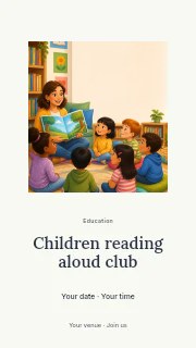 Children reading aloud club instagram story template · Picture window