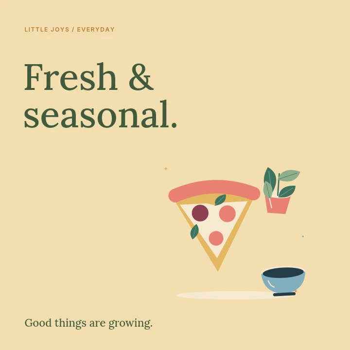 Pizza night with a fresh herb plant and bowl in Fresh & seasonal · Food social post
