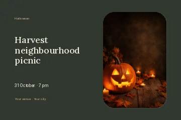 Harvest neighbourhood picnic · Horizontal photo dialogue postcard template
