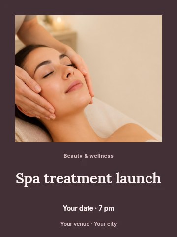 Spa treatment launch invitation template