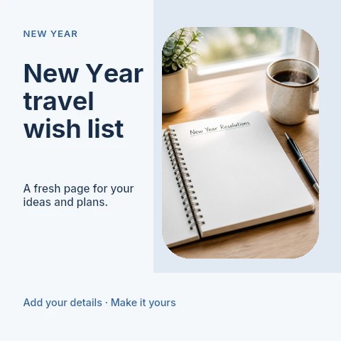 New Year travel wish list social media post template