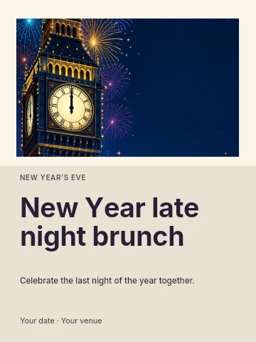 New Year late night brunch poster template