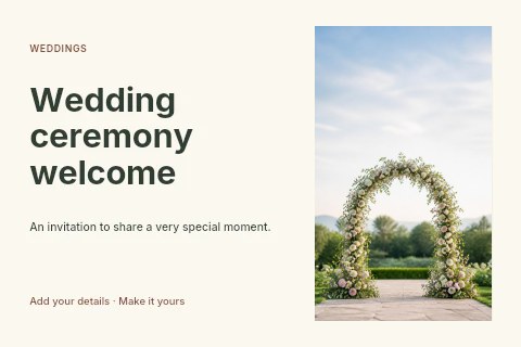Wedding ceremony welcome postcard template