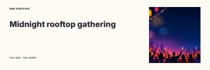 Midnight rooftop gathering · Right illustration banner template