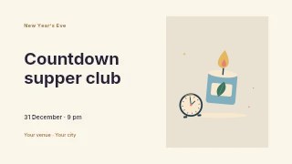 Candlelit countdown celebration in Countdown supper club · Horizontal photo dialogue