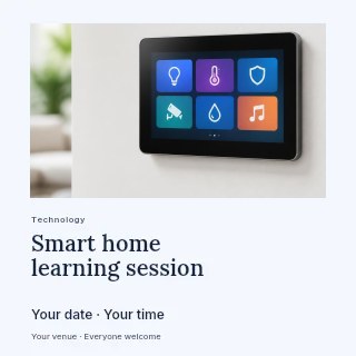 Wall-mounted smart home control panel in Smart home learning session social media post · Gallery editorial