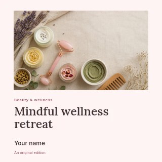 Mindful wellness retreat podcast cover template · Gallery editorial