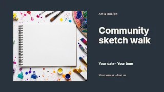Community sketch walk presentation cover template · Horizontal photo dialogue