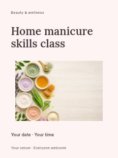 Home manicure skills class poster template · Modern programme