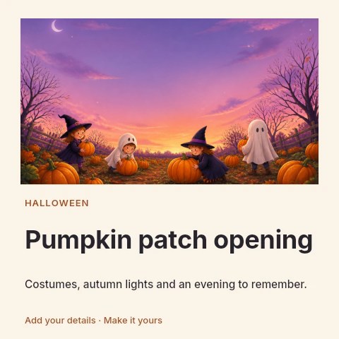 Pumpkin patch opening social media post template