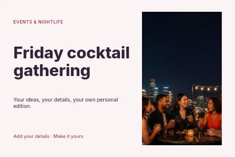 Friday cocktail gathering postcard template