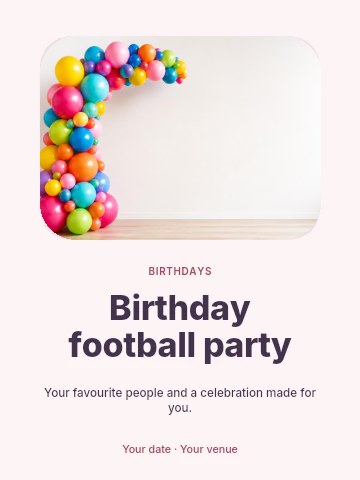 Birthday football party poster template