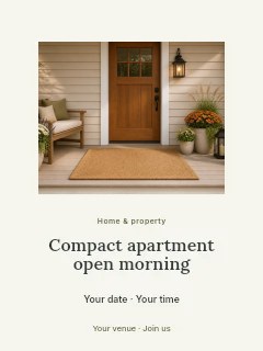 Compact apartment open morning poster template · Picture window