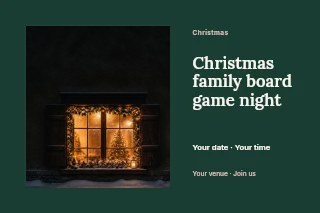 Christmas family board game night postcard template · Horizontal photo dialogue