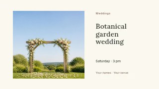 Botanical garden wedding presentation cover template · Horizontal photo dialogue