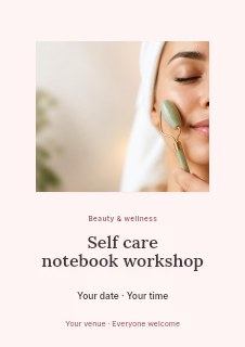 Self care notebook workshop flyer template · Picture window