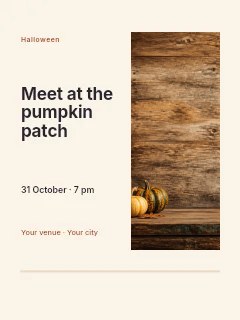 Autumn pumpkins on rustic wooden table in Pumpkin patch visit photo layout · Split portrait