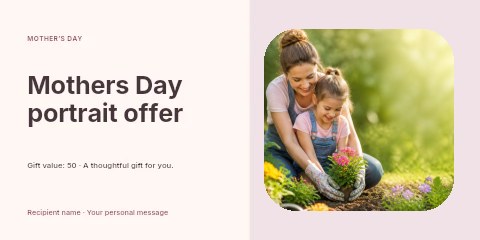 Mothers Day portrait offer gift voucher template